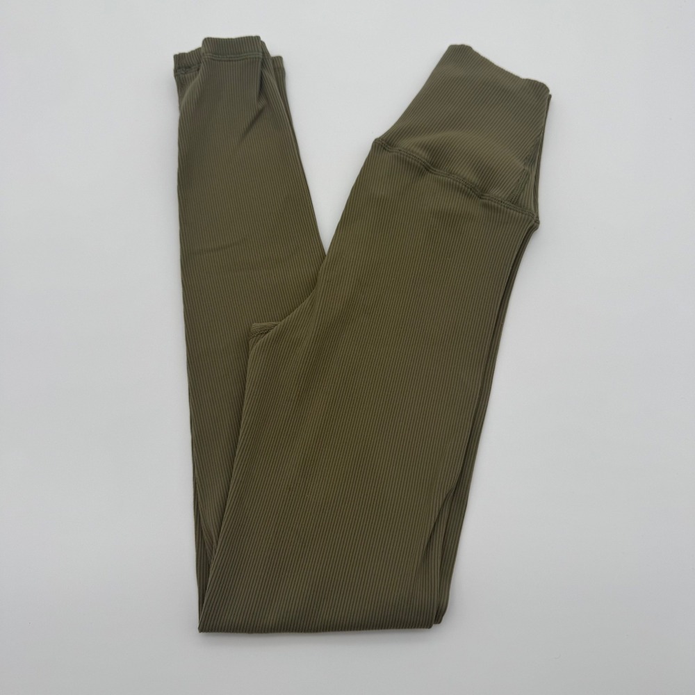 Offline Aerie Olive Green Ribbed High Waisted Athletic Leggings Full‎ Length XS